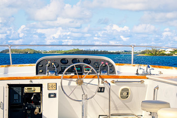 At the bridge of a boat coming into Bermuda island
