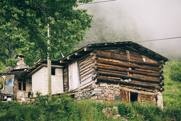 old plateau houses and mountain view