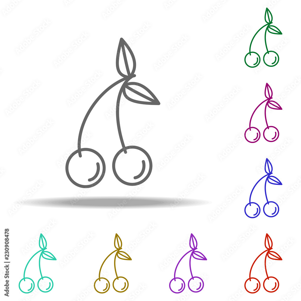 Poster cherry, fruit icon. elements of thanksgiving day in multi color style icons. simple icon for website