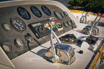 Instrument panel of the bridge of a boat © kwphotog