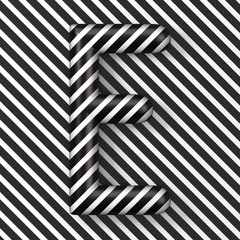 Black and white stripes Letter E 3D