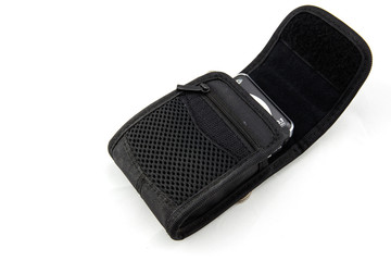 Small photo camera in a case