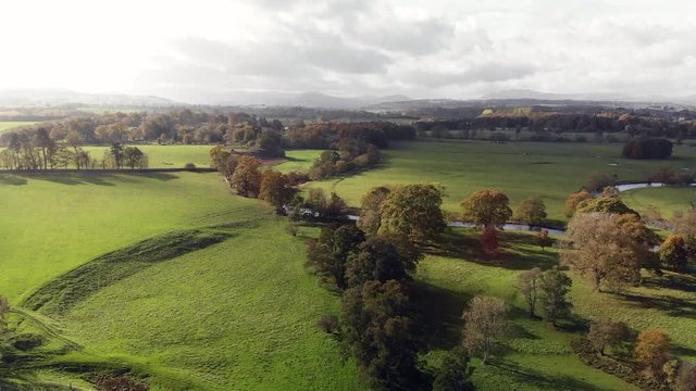 Aerial footage flying above Brougham Castle in Cumbria
