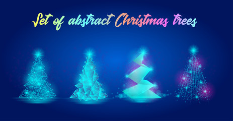 Set of abstract Christmas trees. Vector illustration showing different kinds of new year trees.