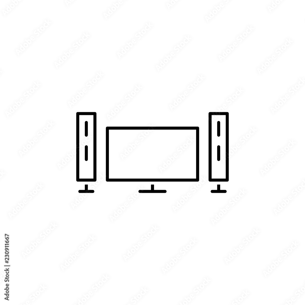Poster home theater icon. element of television icon for mobile concept and web apps. thin line home theate