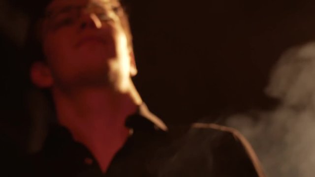 bass guitar player at a live show soft headbanging