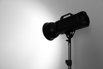 Studio lighting against white background. Professional photo equipment