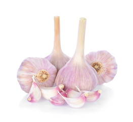 Garlic on white background