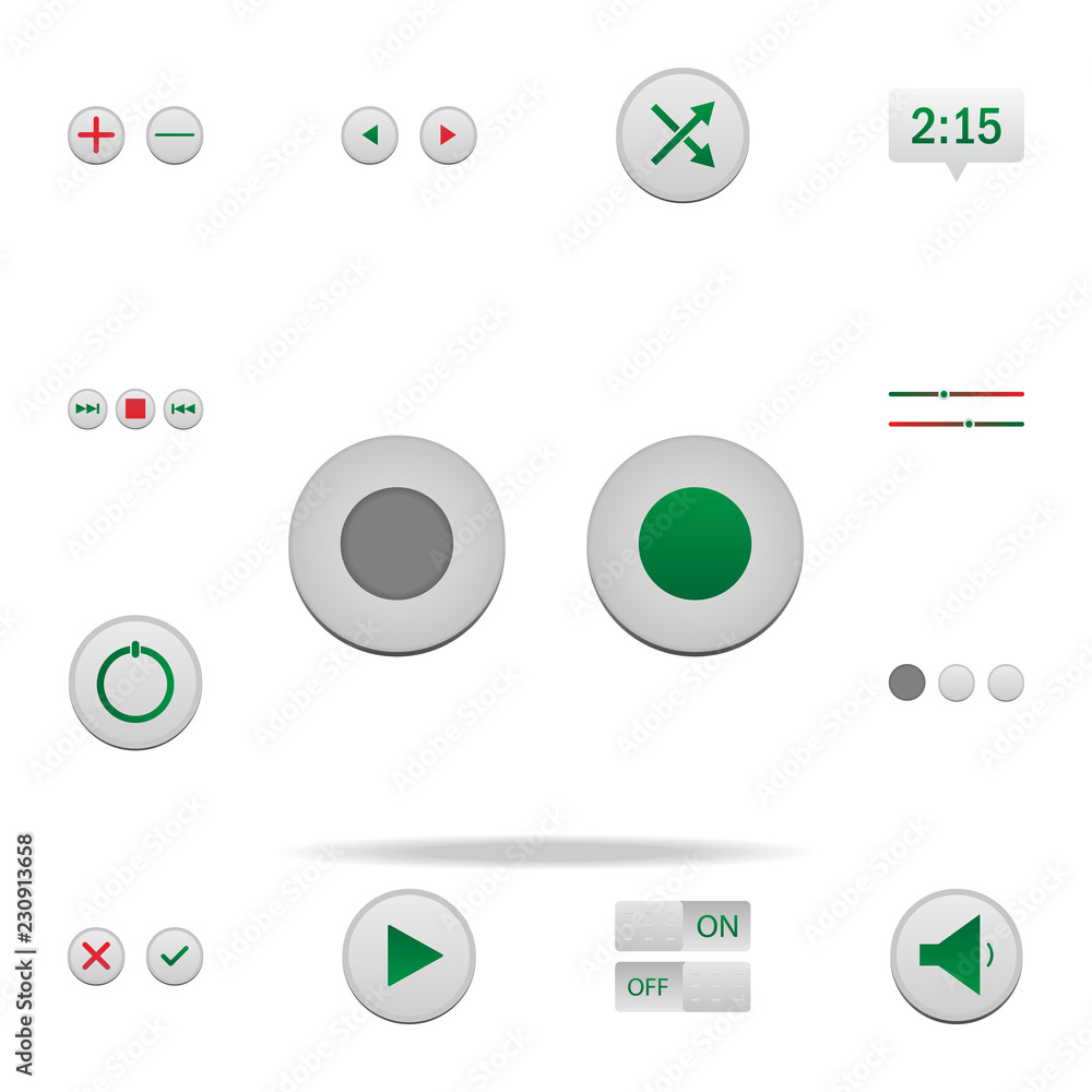 Poster power button colored icon. elements of music player in badge style icons. simple icon for websites, 