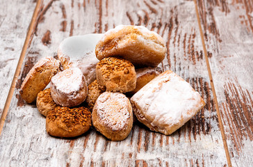 Christmas sweets surrounded by rustic background