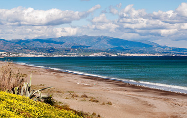 Malaga beach on a cloudy day