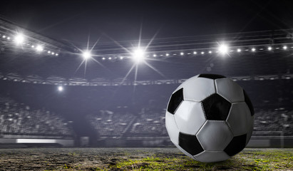 Soccer game concept. Mixed media