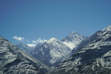 Fototapeta premium Pamir, Pamir Mountains, Pyanzh River, snowy peaks, Asia, Badakhshan