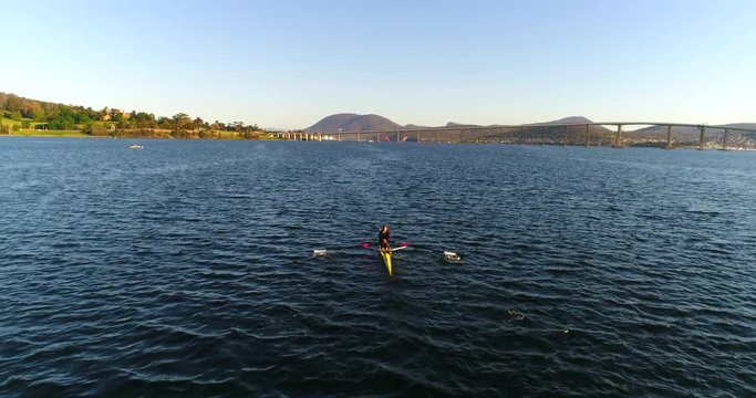 SIngle rower out on the water