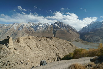 Pamir, Pamir Mountains, Pyanzh River, snowy peaks, Asia, Badakhshan