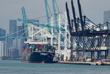 Container ship at the Port of Miami