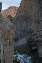 Fototapeta na wymiar mountain river, water, stones, canyon