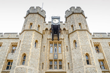 Fototapeta na wymiar The Tower of London, officially Her Majesty's Royal Palace and Fortress of the Tower of London, is a historic castle