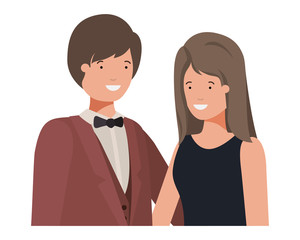 young couple of business avatar character