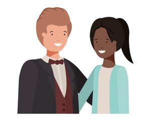 young couple of business avatar character