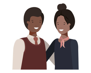 young couple of business avatar character