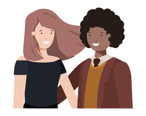 young couple of business avatar character