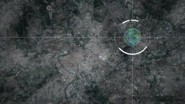 Surveillance drone or satellite camera scanning Rome Vatican
