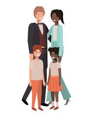 parents couple with children avatar character