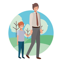 father and son in landscape avatar character