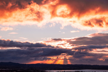 sunset over the clouds in Auckland