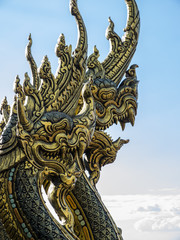 King of naga statue close up, in Thai temple