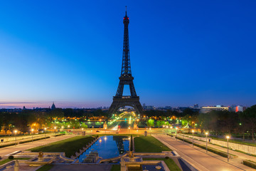 Fototapeta na wymiar Sunrise in Eiffel Tower in Paris, France. Eiffel Tower is famous place in Paris, France.