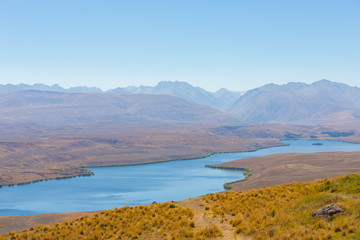Obraz premium View of Lake Alexandrina next to Lake Tekapo, seen from Mount John.