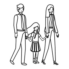 parents couple with daugether avatar character