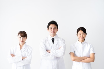 portrait of asian medical group on white background