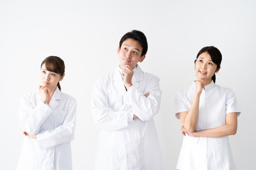Fototapeta premium portrait of asian medical group on white background