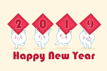 tooth with 2019 year