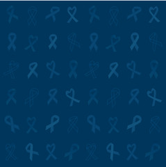 assorted prostate cancer awareness month ribbons seamless on dark blue background