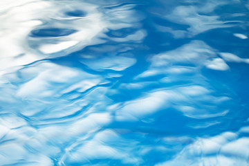 The smooth natural blue water background with bokeh  abstract on the sea or ocean,vintage and soft...