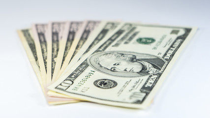 american dollars on white background