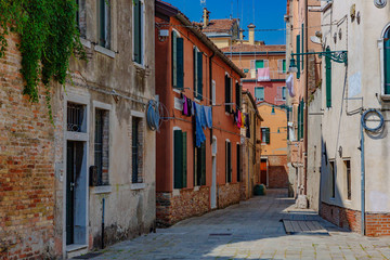 Venetian houses and streets in Venice, Italy