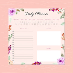 daily planner with floral watercolor frame