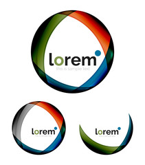 Set of geometric shape convergence logo design templates