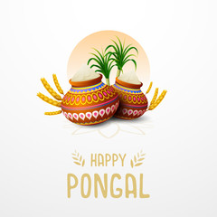 Happy Pongal greeting card on white background