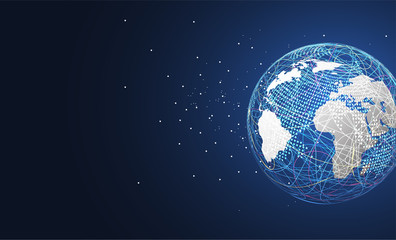 Global network connection. World map point and line composition concept of global business. Vector Illustration
