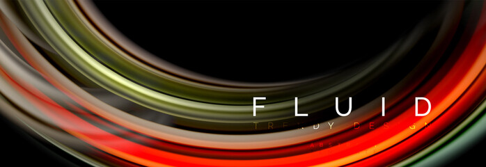 Mixing color waves on black, liquid flowing shapes