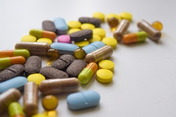 pills on white background