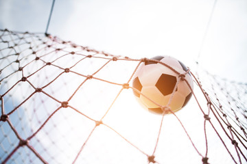 Soccer into goal success concept
