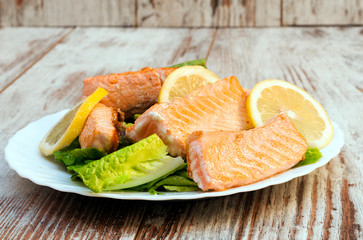 Salmon surrounded by rustic background