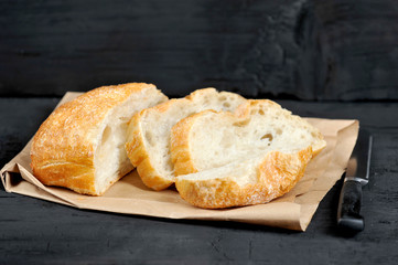 ciabatta cut into pieces